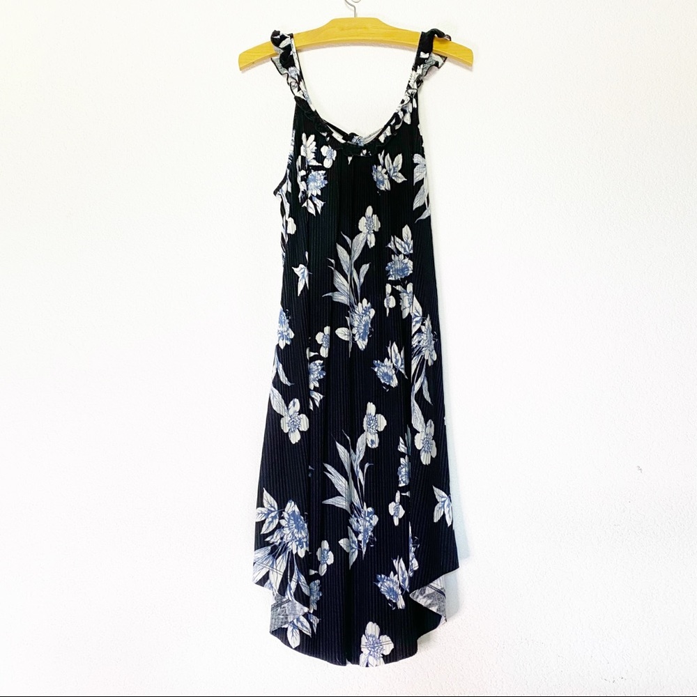 LUSH Floral Black and Blue Dress L